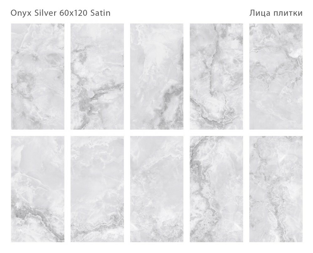 Плитка Onyx Silver Satin 60x120 серия Luna Rossa