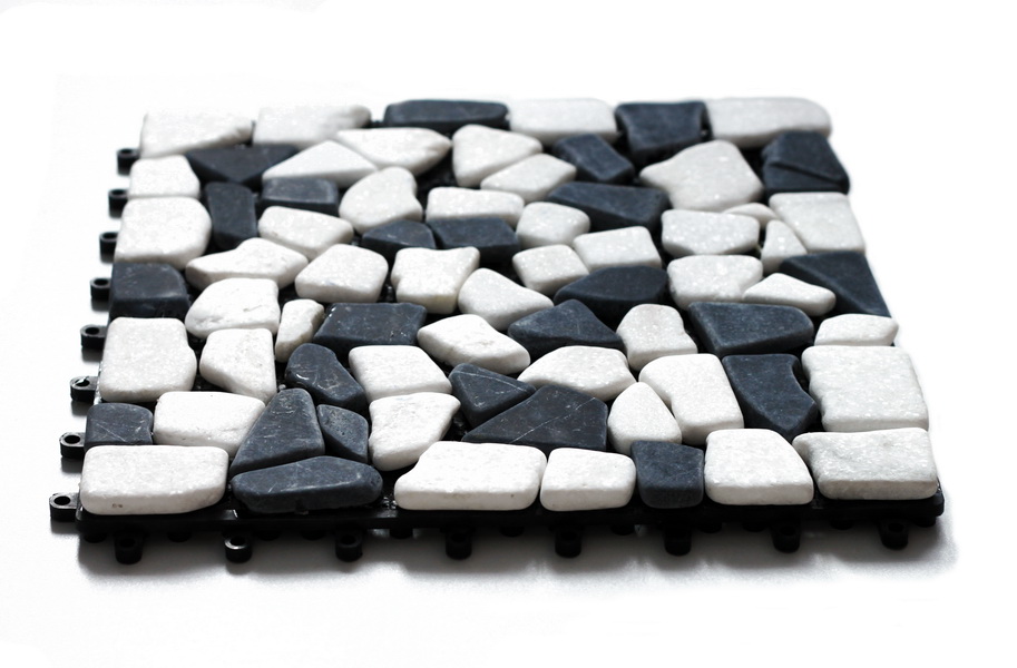 Мозаика 053261 DT3609 MIX МРАМОР черно-белый круглый (пластиковая подложка) серия Nature