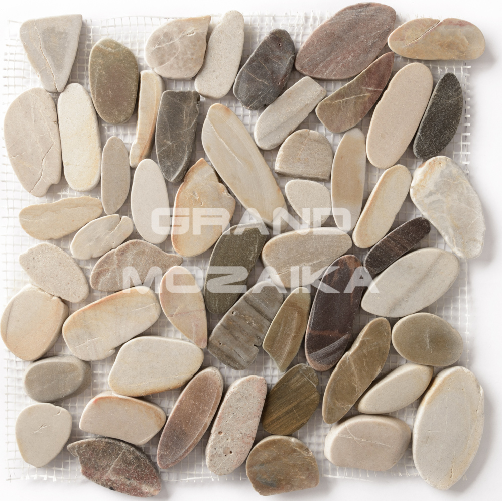 Мозаика 052384 MS00-ST BCP ГАЛЬКА овал бел/сер/красная серия Nature