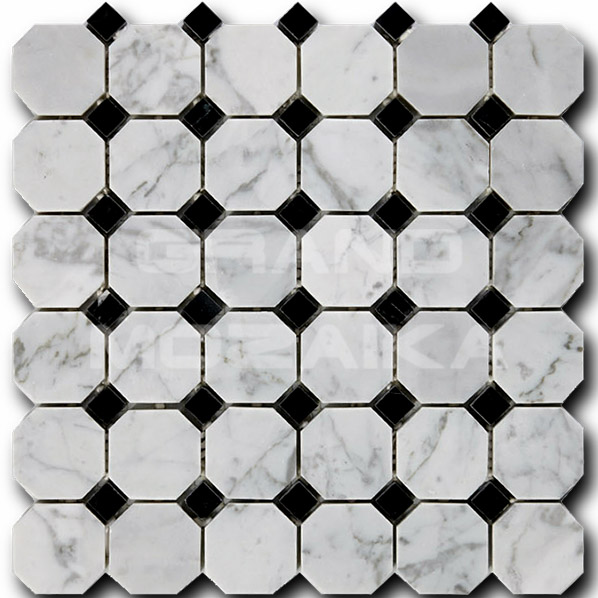 Мозаика Bianco Carrara + Nero Marquina серия Octagon Pattern