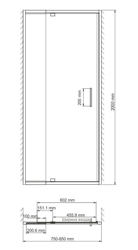 Душевая дверь SET1307 серия Berkel 48P
