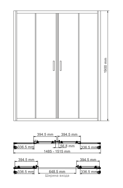 Душевая дверь SET1444 серия Lippe 45S