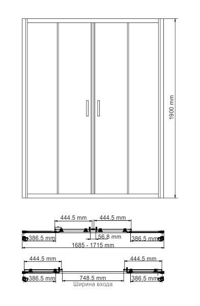 Душевая дверь SET1445 серия Lippe 45S