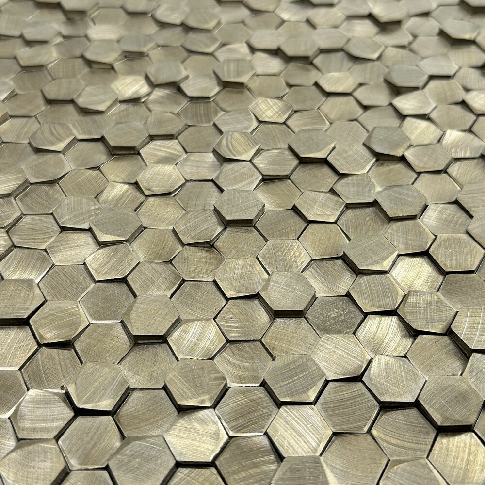 Мозаика ALUMINIUM 3D HEXAGON GOLD 8x14 серия Mosaic Aluminium